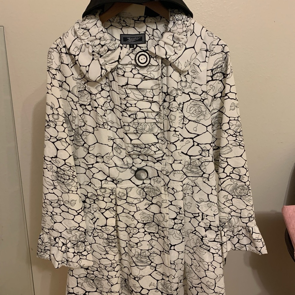 Stylish Black and White Pea Coat